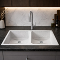 Belluxury™ Celestia Dotted Quartz Luxe Double Bowl Sink – StoneCraft Finish (45 x 20 x 10 Inches)