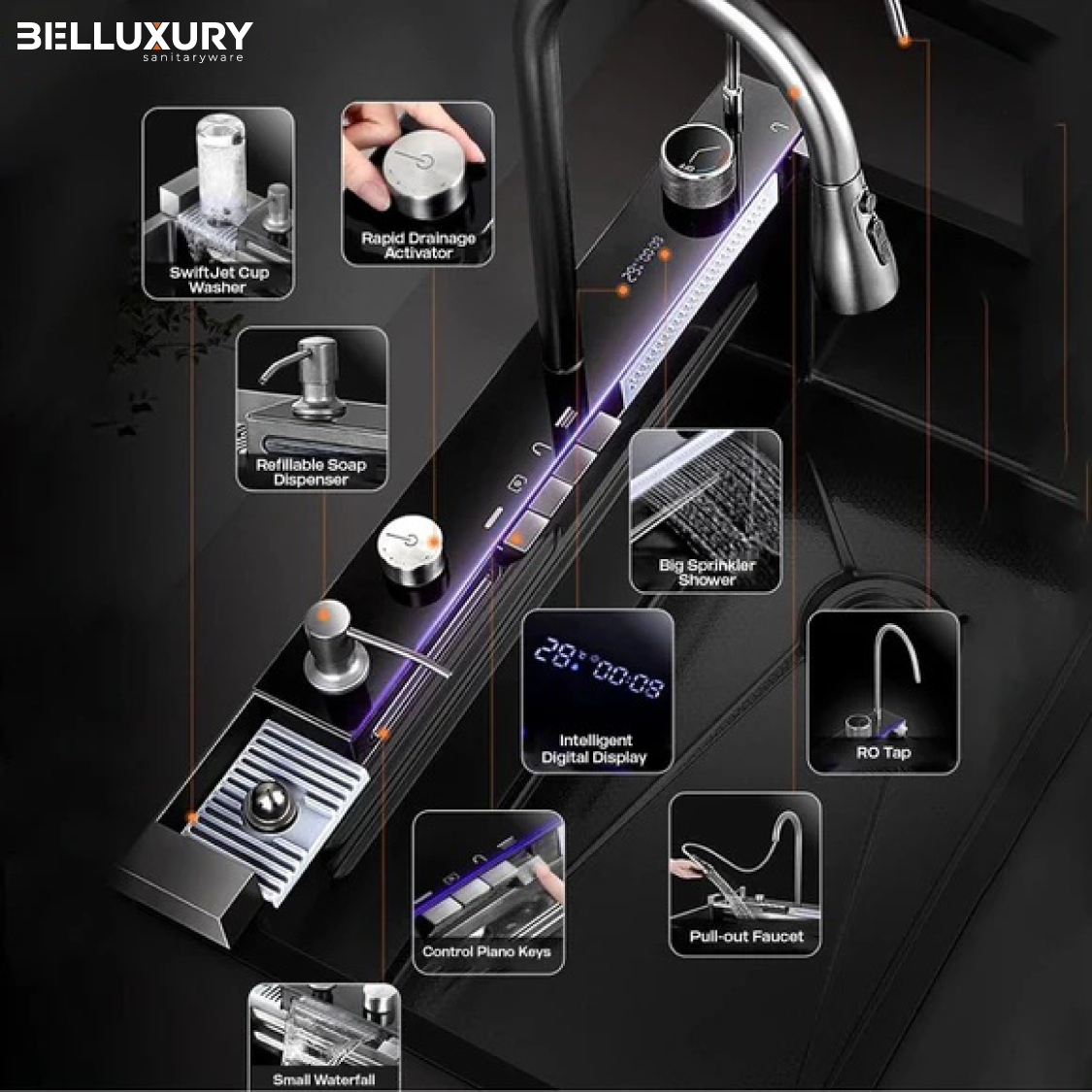 Belluxury AQUA MAESTRO™ Smart Kitchen Sink